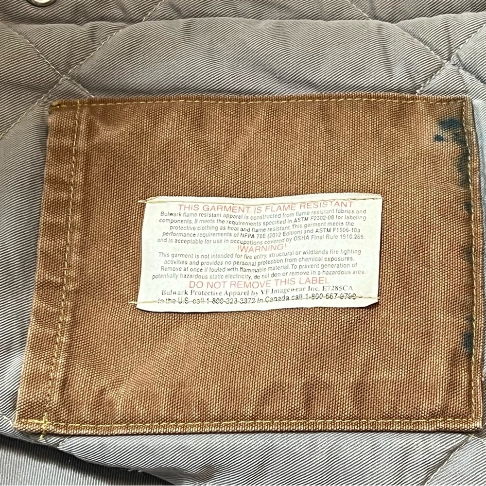 Bulwark Protective Work Vest Brown Canvas Snap Lined Flame Resistant Sz.XL RG. - Picture 8 of 9